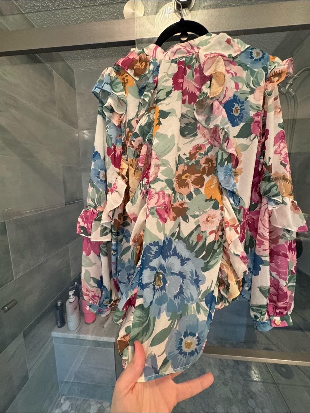Aura Red Dress Boutique Multicolor Floral Ruffle Blouse - Picture 10 of 12